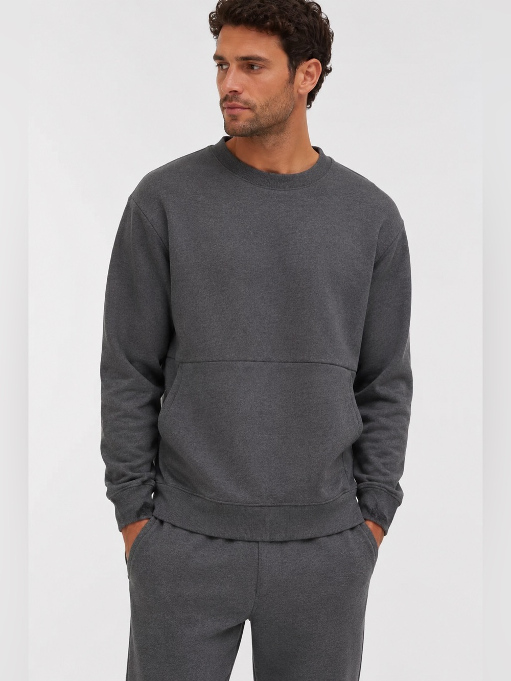 Lunya Lahgo Restore Double Faced Crew Sweatshirt Gray Heathered Men’s Large NEW